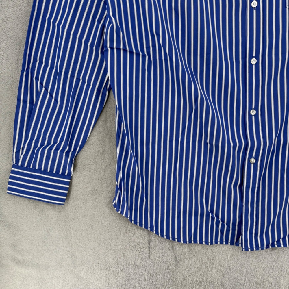 Lacoste Regular Fit Striped Button Down Shirt Mens XL 45 White Cotton Blue - Picture 12 of 16